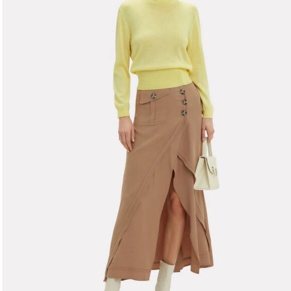 Self-Portrait Dresses & Skirts - Self-Portrait Camel Midi Asymmetrical Skirt - Size US4